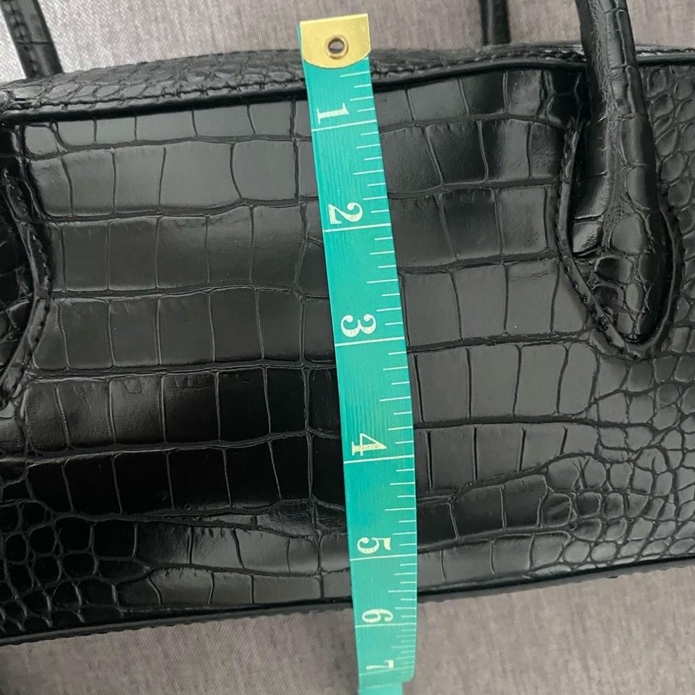 Aldo Black Crocodile-Embossed Shoulder Bag - Picture 7 of 8